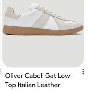 Oliver Cabell Men's White/Grey and Tan Leather Sneakers